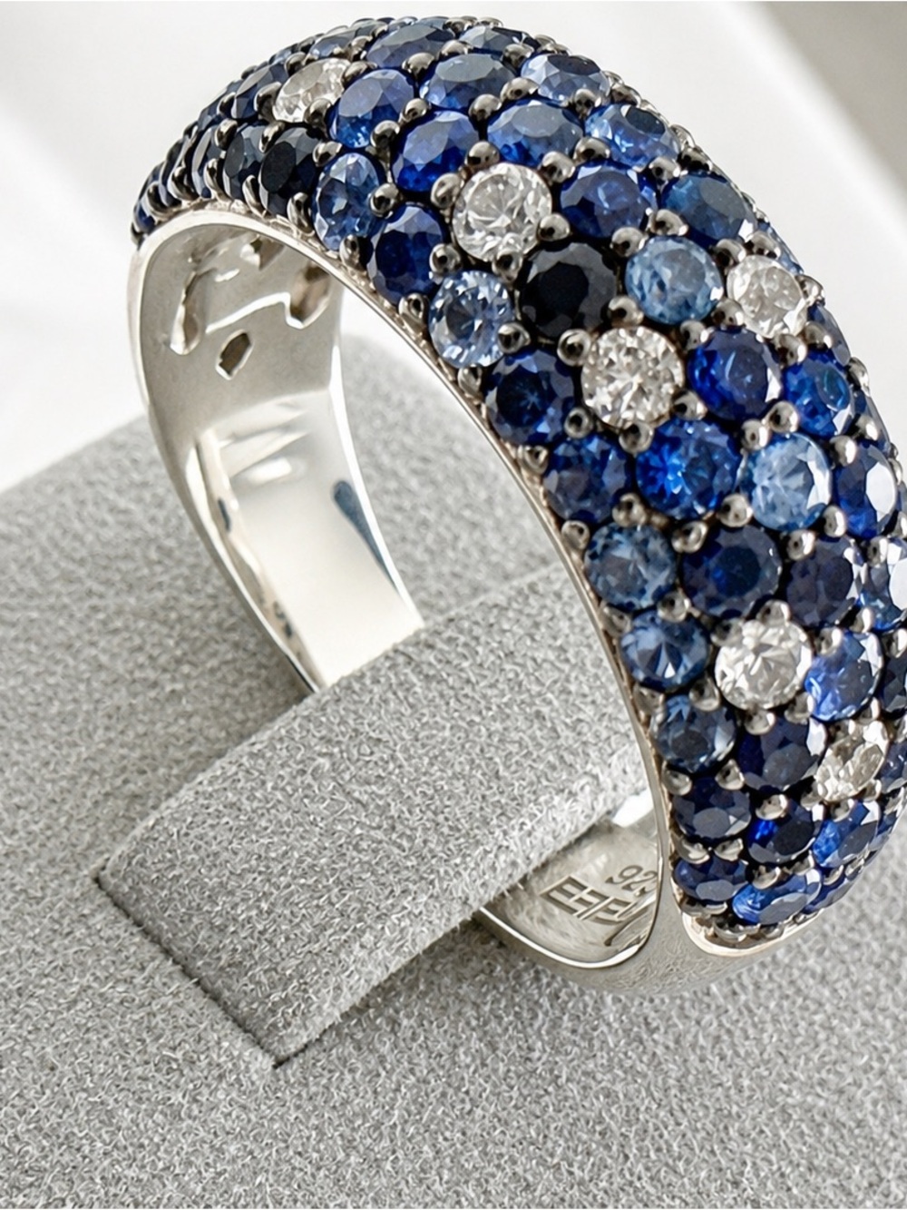 Effy 925 Sterling Silver Blue & White Sapphire Splash Ring  Sz 7 new